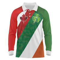 Custom Canada and Ireland Long Sleeve Polo Shirt Shamrocks and Maple Leaves