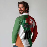 Custom Canada and Ireland Long Sleeve Polo Shirt Shamrocks and Maple Leaves