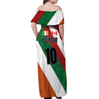 Custom Canada and Ireland Off Shoulder Maxi Dress Shamrocks and Maple Leaves