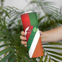 Custom Canada and Ireland Skinny Tumbler Shamrocks and Maple Leaves