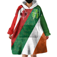 Custom Canada and Ireland Wearable Blanket Hoodie Shamrocks and Maple Leaves