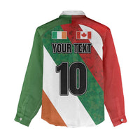 Custom Canada and Ireland Women Casual Shirt Shamrocks and Maple Leaves