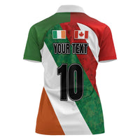 Custom Canada and Ireland Women Polo Shirt Shamrocks and Maple Leaves