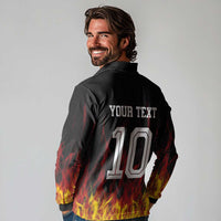 Custom Germany Football Long Sleeve Polo Shirt Flames Dot Patterns Sport