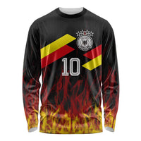 Custom Germany Football Long Sleeve Shirt Flames Dot Patterns Sport