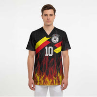 Custom Germany Football Scrub Top Flames Dot Patterns Sport