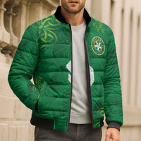 Custom Ireland Football Bomber Puffer Jacket Shamrock Celtic Geometric Sport