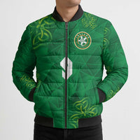 Custom Ireland Football Bomber Puffer Jacket Shamrock Celtic Geometric Sport