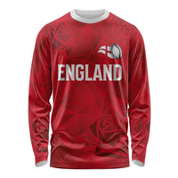 Custom England Rugby Long Sleeve Shirt Roses Geometric Sport