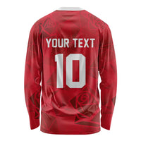 Custom England Rugby Long Sleeve Shirt Roses Geometric Sport