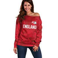 Custom England Rugby Off Shoulder Sweater Roses Geometric Sport