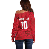 Custom England Rugby Off Shoulder Sweater Roses Geometric Sport