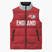 Custom England Rugby Sleeveless Puffer Jacket Roses Geometric Sport