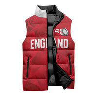 Custom England Rugby Sleeveless Puffer Jacket Roses Geometric Sport
