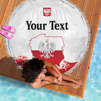 Personalized Polish National Flag Day Beach Blanket Polska White Eagle Grunge Style