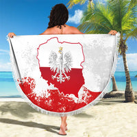 Personalized Polish National Flag Day Beach Blanket Polska White Eagle Grunge Style