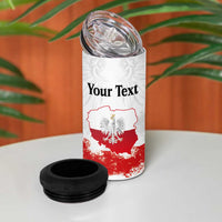 Personalized Polish National Flag Day 4 in 1 Can Cooler Tumbler Polska White Eagle Grunge Style