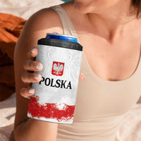 Personalized Polish National Flag Day 4 in 1 Can Cooler Tumbler Polska White Eagle Grunge Style