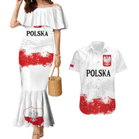Personalized Polish National Flag Day Couples Matching Mermaid Dress and Hawaiian Shirt Polska White Eagle Grunge Style