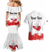 Personalized Polish National Flag Day Couples Matching Mermaid Dress and Hawaiian Shirt Polska White Eagle Grunge Style