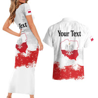 Personalized Polish National Flag Day Couples Matching Short Sleeve Bodycon Dress and Hawaiian Shirt Polska White Eagle Grunge Style