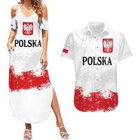 Personalized Polish National Flag Day Couples Matching Summer Maxi Dress and Hawaiian Shirt Polska White Eagle Grunge Style