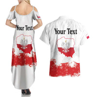 Personalized Polish National Flag Day Couples Matching Summer Maxi Dress and Hawaiian Shirt Polska White Eagle Grunge Style