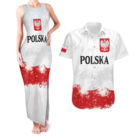 Personalized Polish National Flag Day Couples Matching Tank Maxi Dress and Hawaiian Shirt Polska White Eagle Grunge Style