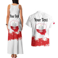 Personalized Polish National Flag Day Couples Matching Tank Maxi Dress and Hawaiian Shirt Polska White Eagle Grunge Style