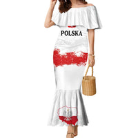 Personalized Polish National Flag Day Family Matching Mermaid Dress and Hawaiian Shirt Polska White Eagle Grunge Style