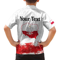 Personalized Polish National Flag Day Family Matching Off The Shoulder Long Sleeve Dress and Hawaiian Shirt Polska White Eagle Grunge Style