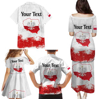 Personalized Polish National Flag Day Family Matching Puletasi and Hawaiian Shirt Polska White Eagle Grunge Style