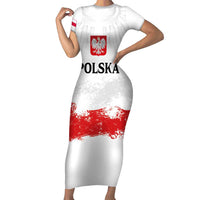 Personalized Polish National Flag Day Family Matching Short Sleeve Bodycon Dress and Hawaiian Shirt Polska White Eagle Grunge Style