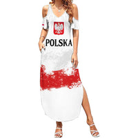 Personalized Polish National Flag Day Family Matching Summer Maxi Dress and Hawaiian Shirt Polska White Eagle Grunge Style