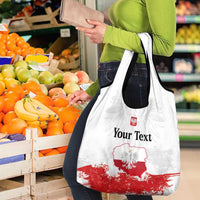 Personalized Polish National Flag Day Grocery Bag Polska White Eagle Grunge Style