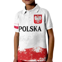 Personalized Polish National Flag Day Kid Polo Shirt Polska White Eagle Grunge Style