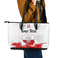 Personalized Polish National Flag Day Leather Tote Bag Polska White Eagle Grunge Style