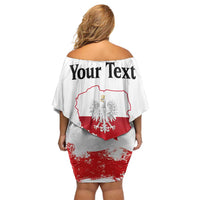 Personalized Polish National Flag Day Off Shoulder Short Dress Polska White Eagle Grunge Style