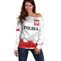 Personalized Polish National Flag Day Off Shoulder Sweater Polska White Eagle Grunge Style