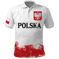 Personalized Polish National Flag Day Polo Shirt Polska White Eagle Grunge Style