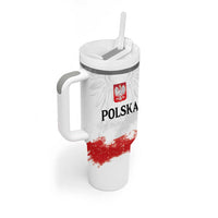 Personalized Polish National Flag Day Tumbler With Handle Polska White Eagle Grunge Style