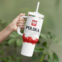 Personalized Polish National Flag Day Tumbler With Handle Polska White Eagle Grunge Style