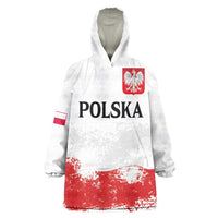 Personalized Polish National Flag Day Wearable Blanket Hoodie Polska White Eagle Grunge Style