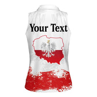 Personalized Polish National Flag Day Women Sleeveless Polo Shirt Polska White Eagle Grunge Style
