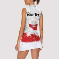 Personalized Polish National Flag Day Women Sleeveless Polo Shirt Polska White Eagle Grunge Style