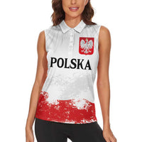 Personalized Polish National Flag Day Women Sleeveless Polo Shirt Polska White Eagle Grunge Style
