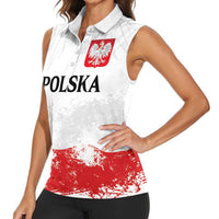 Personalized Polish National Flag Day Women Sleeveless Polo Shirt Polska White Eagle Grunge Style