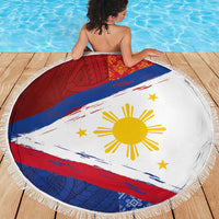 Philippines National Flag Day Beach Blanket Polynesian and Yakan Tattoo Brush Style