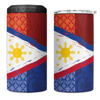 Philippines National Flag Day 4 in 1 Can Cooler Tumbler Polynesian and Yakan Tattoo Brush Style