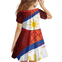 Philippines National Flag Day Family Matching Off Shoulder Maxi Dress and Hawaiian Shirt Polynesian and Yakan Tattoo Brush Style